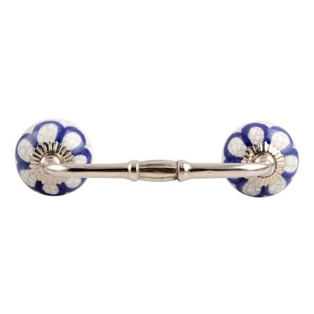 Navy Blue Flora Crackle Ceramic Bridge Handle